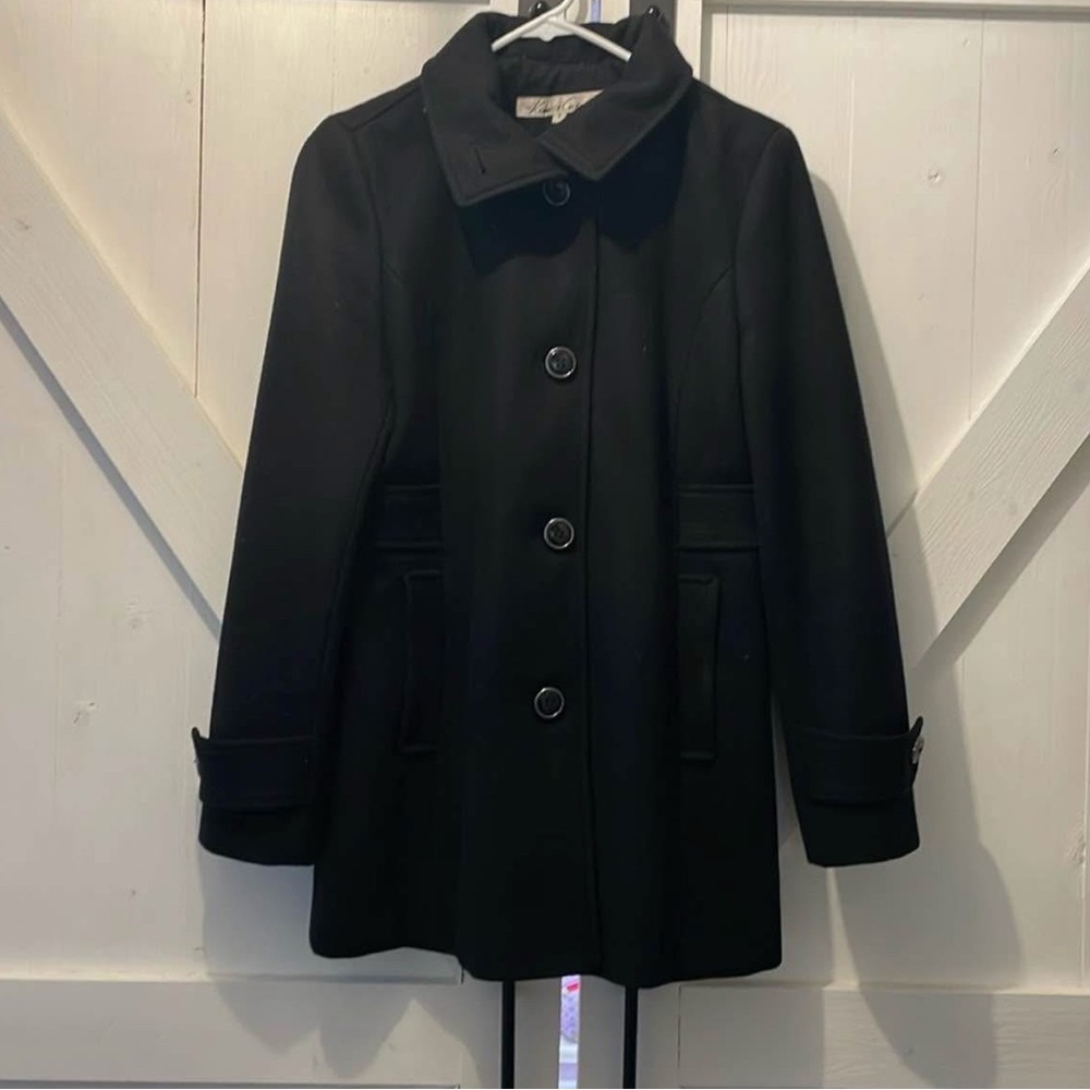 Kenneth Cole New York Black Womens Pea Coat